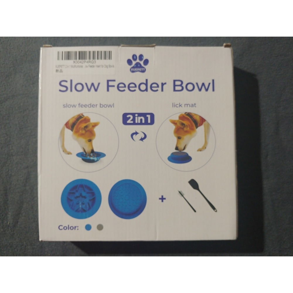 Blue Reversible Pet Slow Feeder Bowl and Lick Mat ***NIB***